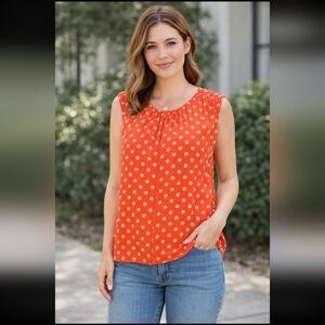 Y2K Bonpoint Size Small Orange Polka Dot Sleeveless Top